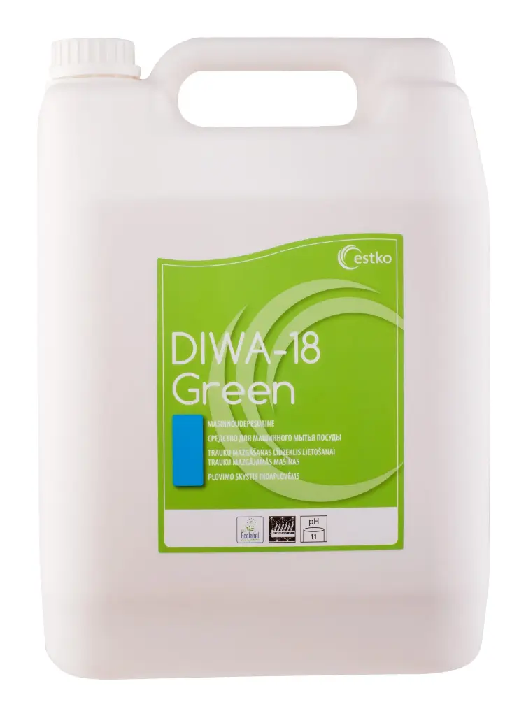 DIWA 18 Green – Umhverfisvænn og öflugur uppþvottavökvi fyrir iðnaðaruppþvottavélar