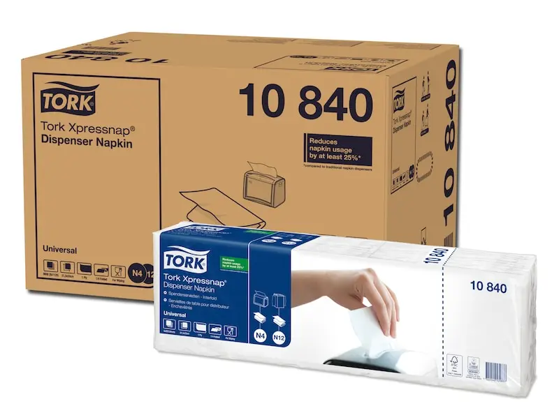 Tork Xpressnap® Hvítar Servíettur – Skilvirk og hagkvæm lausn fyrir sjálfsafgreiðslustaði - 2brotin pappír N4 9000